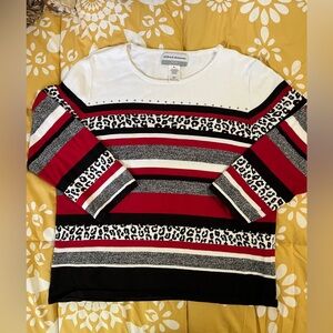 Petite Large Alfred Dunner Red and Black Animal Print Top